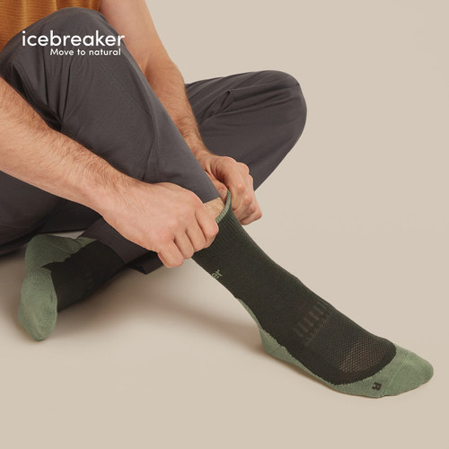 icebreaker美利奴羊毛男Hike+_Light 轻薄短袜中筒袜舒适抑味户外 - 图2