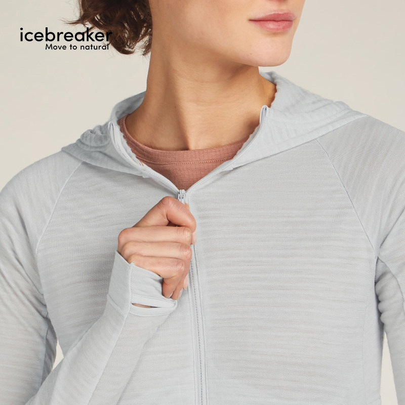 icebreaker可机洗美利奴羊毛女Explore连帽外套抑味户外运动徒步 - 图1