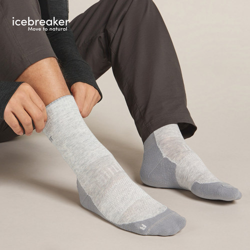 icebreaker美利奴羊毛男Hike+_Light 轻薄短袜中筒袜舒适抑味户外 - 图3