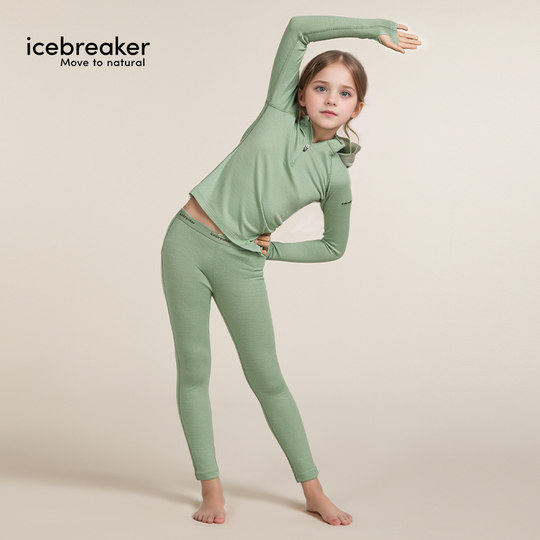 icebreaker可机洗美利奴羊毛儿童260 Tech运动裤户外徒步滑雪