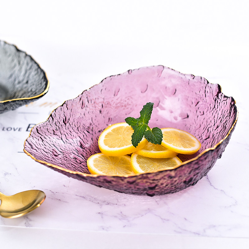 日式金边玻璃碗水果盘沙拉碗北欧风客厅家用茶几果盘瓜子糖果盘,淘宝优惠券,粉丝福利购,淘宝优惠卷