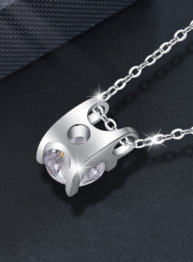 S925纯银莫桑石钻项链吊坠饰品百搭气质简约时尚高级感颈链锁骨链