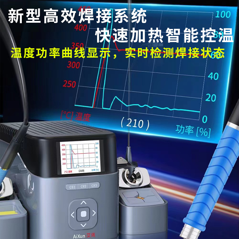 艾讯双工位智能焊台T420D电烙铁 兼容210 245 115焊台双手柄操作