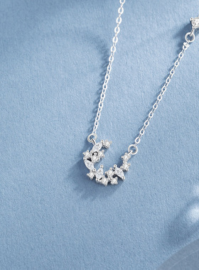 月亮925银星河锁骨链女小众