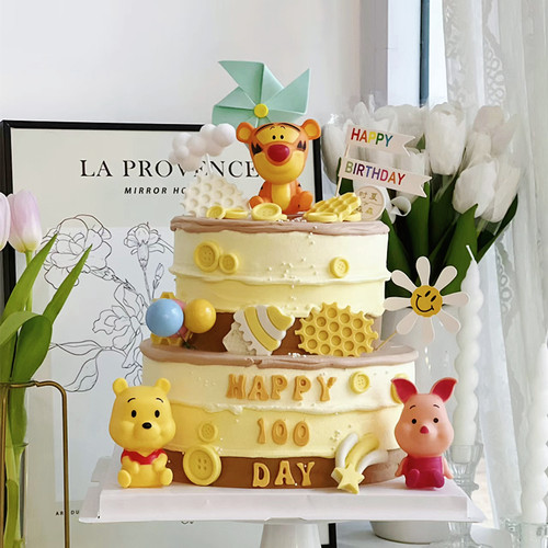 小熊维尼蛋糕装饰摆件搪胶睡衣小熊大肚熊维尼熊生日烘焙配件插件 - 图1