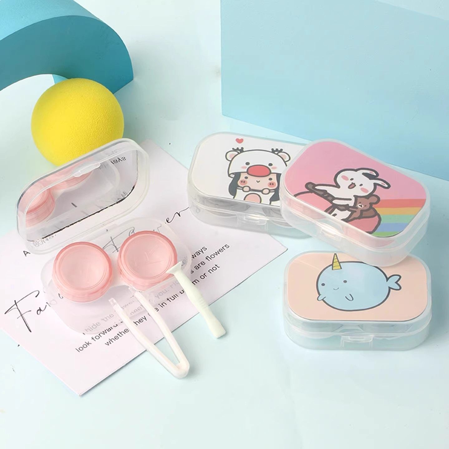 隐形眼镜收纳盒便携式美瞳护理盒高颜值迷你简约一体伴侣盒带镜子,淘宝优惠券,粉丝福利购,淘宝优惠卷