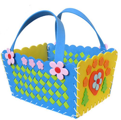 儿童创意DIY手工制作材料包贴画eva编织蓝花篮幼儿园手工篮子玩具 - 图1