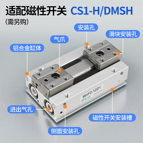 MHF2-8D气动12D导轨小型16D滑台平行20D手指气缸D1/D2/D1R气爪D2R - 图1