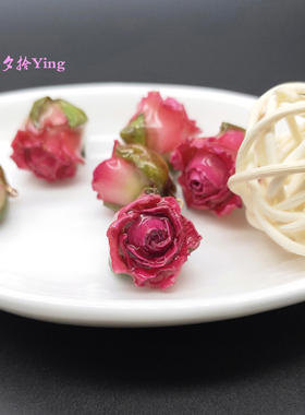 干花手工diy耳环水晶玫瑰蔷薇滴胶半成品永生花真花耳环饰品材料