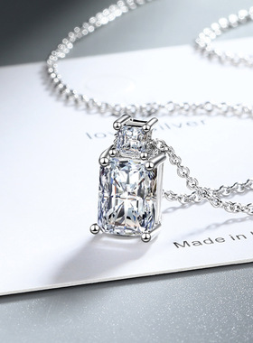 项链女 彩色宝石吊坠方糖锆石简约几何轻奢锁骨链学生仿钻石项链