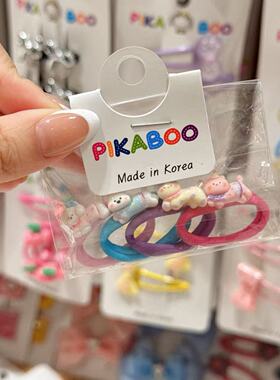 pikaboo韩国东大门儿童新款糖果卡通小动物蝴蝶结拇指发圈套组