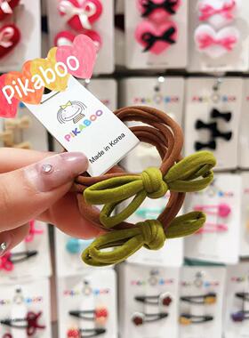 韩国儿童发饰pikaboo撞色蝴蝶结发绳发圈高弹力