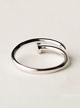 烽之银男女纯银简约光面戒指