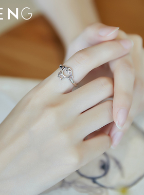 生肖猴戒指女s925纯银小猴子可爱