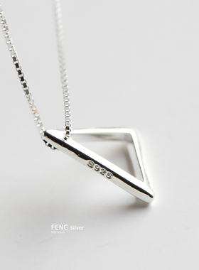 三角形项链烽之银纯银银链女几何