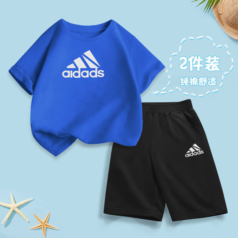 儿童短袖套装夏季短袖短裤纯棉休闲运动服男童女童新款童装两件套