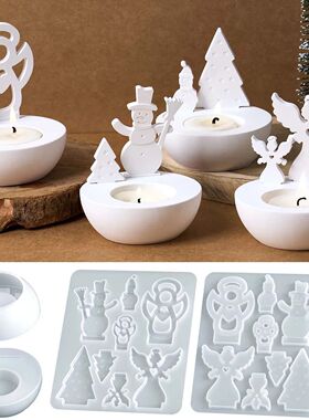 Christmas Round Candle Holder Silicone Mold DIY Handmade Chr