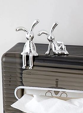 2PC Long-Eared Rabbit Double Statue Cartoon Decoration Acces
