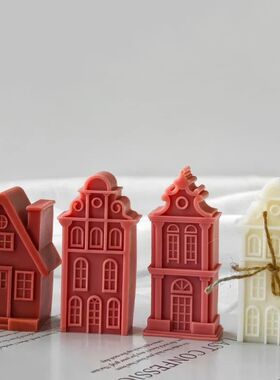 2026 Christmas House Silicone Candle Mold 3D Castle Villa Cr