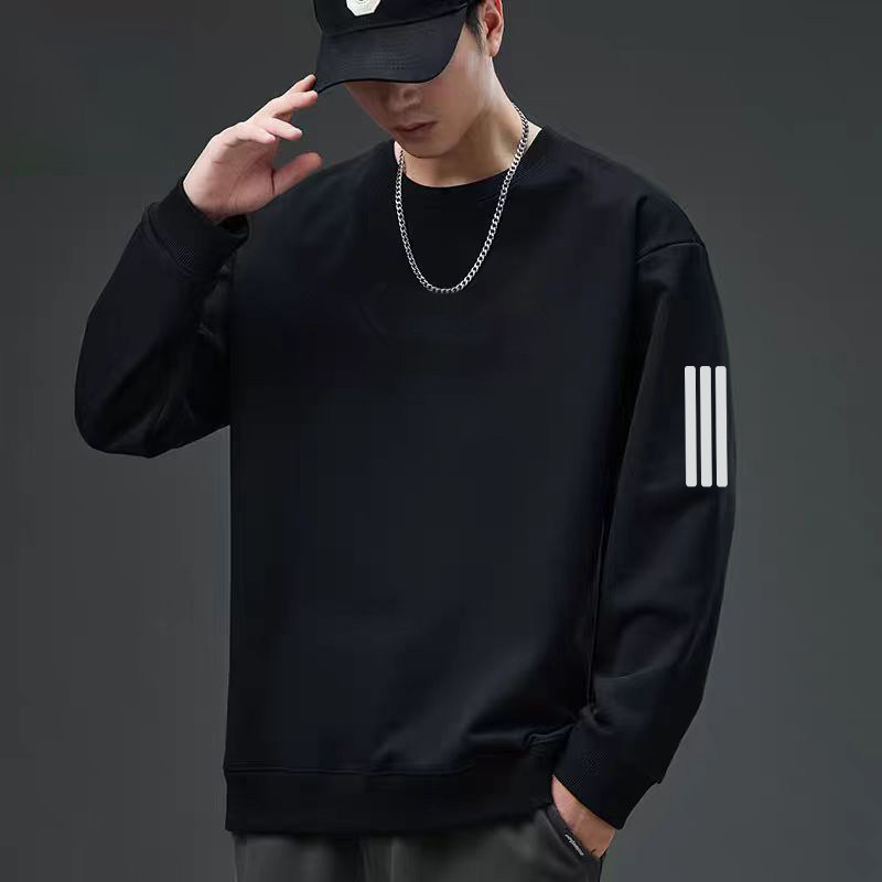 春秋款休闲上衣服男士圆领卫衣美式长袖打底衫宽松百搭大码男装T