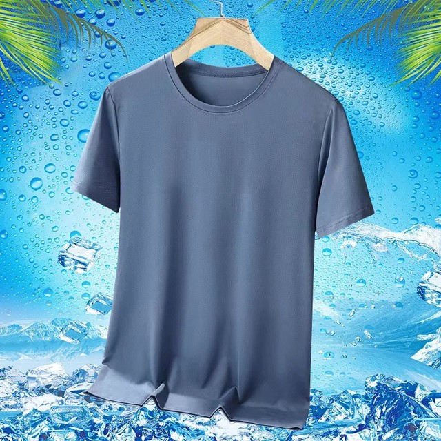 Ice silk short-sleeved T-shirt men's summer quick-drying large-size sports