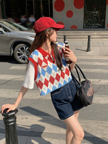 Yang Lingge shorts knit Machia women 2022 Summer new loose Korean version outside wearing thin-style horse clamping blouses foam