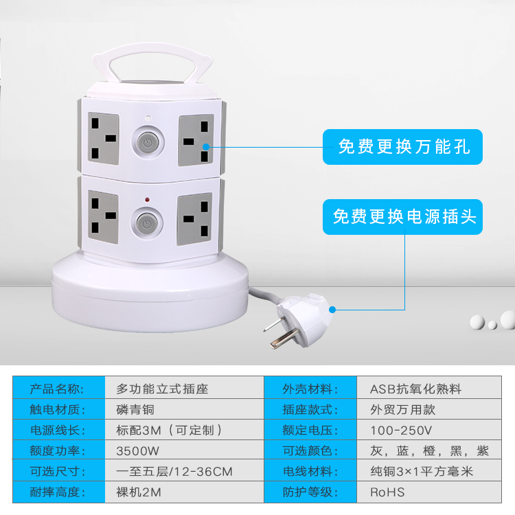 英标港版多功能USB通用立式插座排插接线板家用电源转换器美标