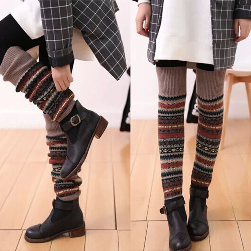 Women Winter Warm Foot Cover Knitted Leg Warmers Wool Lady H - 图1