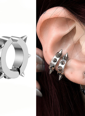 1Pc Punk Steel-color Stainless Steel Painless Ear Clip Earri
