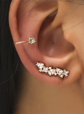 Bohemian NO Piercing Crystal Rhinestone Ear Cuff Wrap Stud C
