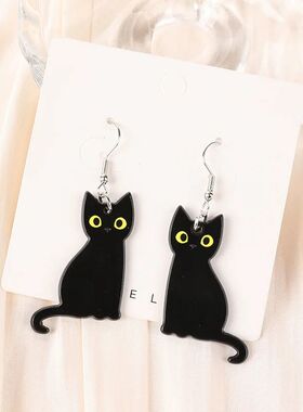 1Pair Halloween Drop EarringsAcrylic Skull Black Cat  Jewelr