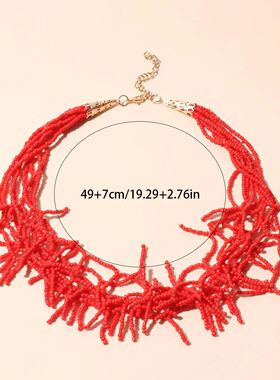 Vintage Beaded Chain Coral Necklaces for Women Boho Beads Co