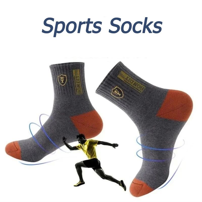 5 Pairs Apring And Fall Mens Sports Socks Summer Leisure Swe - 图2