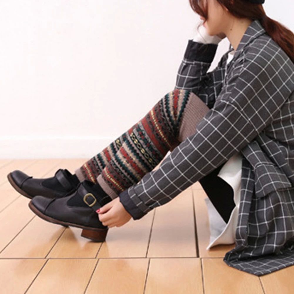 Women Winter Warm Foot Cover Knitted Leg Warmers Wool Lady H - 图0