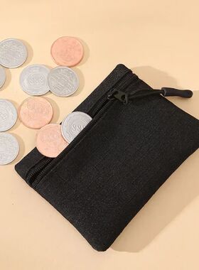 Canvas Mini Coin Purse - Cute & Simple Zipper Key Bag for Wo