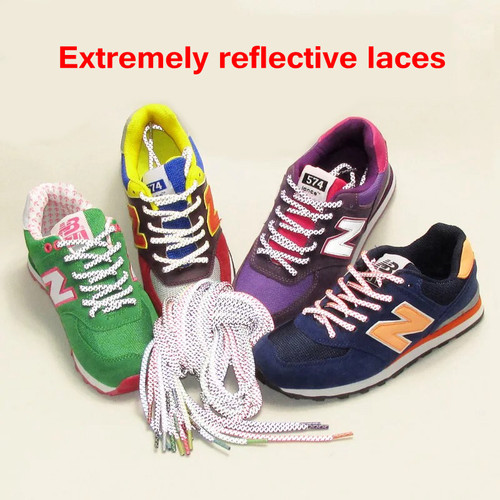 1 Pair Reflective Shoelaces Top Quality Round Shoe Laces Boo-图2