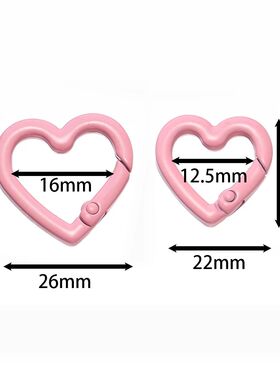 5Pcs 22/26mm Heart Shaped Carabiner Hook Ring Keychain Keyri