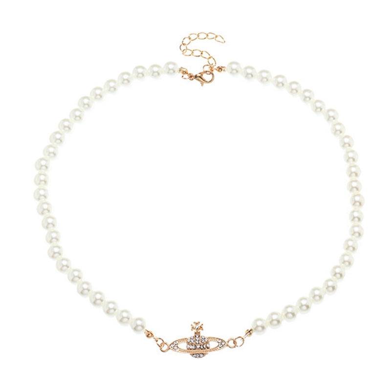 uxury Designer Pearl Necklace Crystal Planet Saturn - 图2