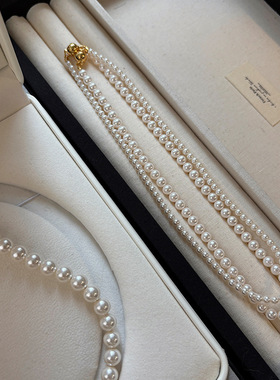 Magnetic Buckle Round Pearl Necklace Women's French Clavicle