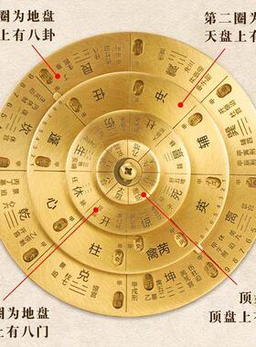 高端黄铜甲遁奇门罗盘甲排盘工具活多用转盘S专盾业解高精度八卦