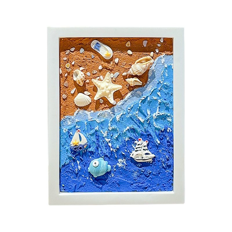 手工奶油胶diy相框海洋贝壳肌理砂画石英砂材料包3D儿童益智玩具,淘宝优惠券,粉丝福利购,淘宝优惠卷