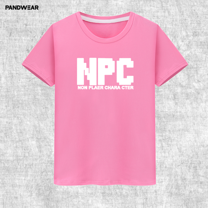 攀威NPC道具合成创意游戏周边纯棉宅短袖T恤男女情侣男士大码学生 - 图0