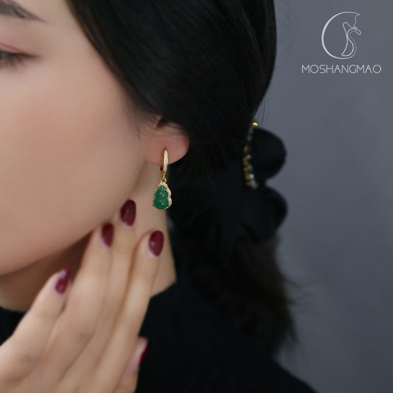 天然翡翠耳扣新中式耳环轻奢高级感气质耳饰纯银耳钉2024新款爆款,淘宝优惠券,粉丝福利购,淘宝优惠卷