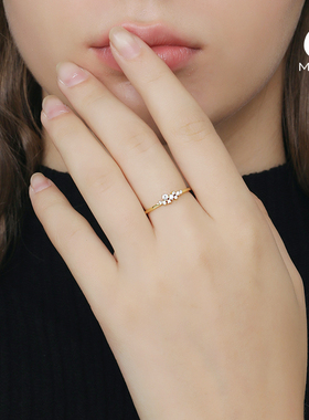 陌上猫开口戒指微镶锆石女日