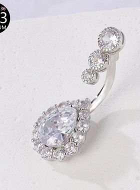 Titanium Alloy Large Water Droplets Zircon Navel Ring Materi
