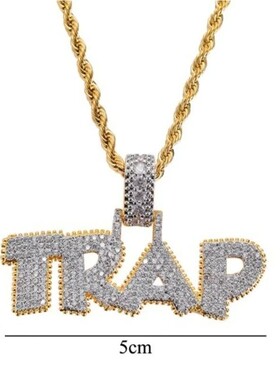 Ice Out Chain Necklace Trap Design Letter Pendant Personalit