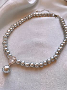 Pearl Zircon Pendant Water Drop Necklace for Women Retro Lig