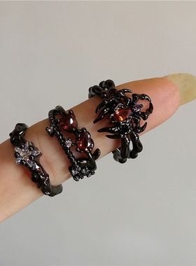 Vintage Goth Thorny Rose Couple Rings For Men Women Charm Ir