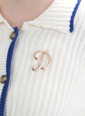 New Rhinestones Crystal A-Z Letter Initial Brooch Pin for Wo