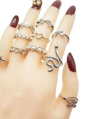 30pcs/Lot Mix Style Pearl Silver Color Finger Rings Animal S